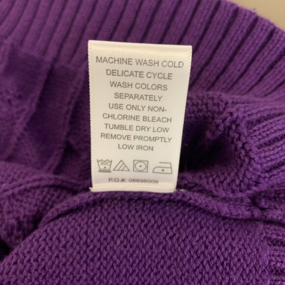 Woman Within Cardigan Sweater 3X 30 32 NWOT Purple Cable Knit Long Sleeve Button - Picture 9 of 13